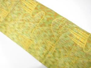 遠山に流水・樹木模様織り出し　名古屋帯